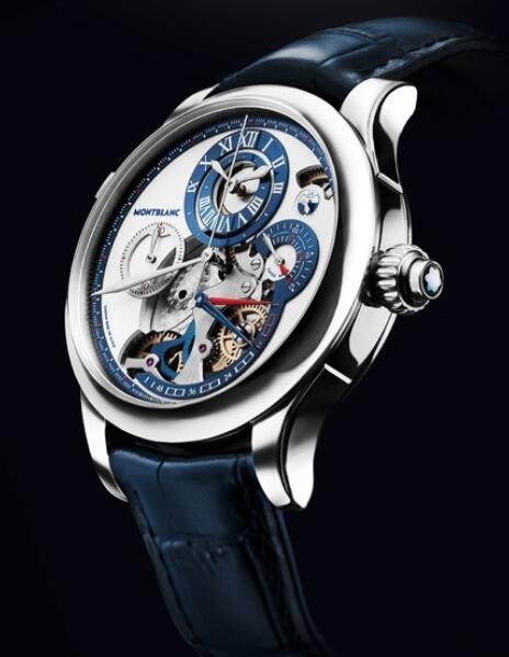 Replica Montblanc Chronographe Régulateur Nautique White Gold - Blue Alligator Strap